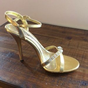 Gold strappy heels